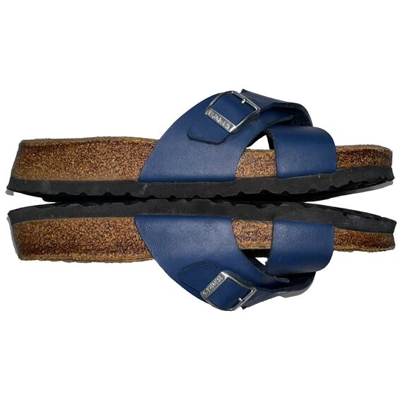 Birki Birkenstock Blue Siena X Strap Criss Cross Sandals Women Sz 8/ 39 NARROW - Picture 9 of 10